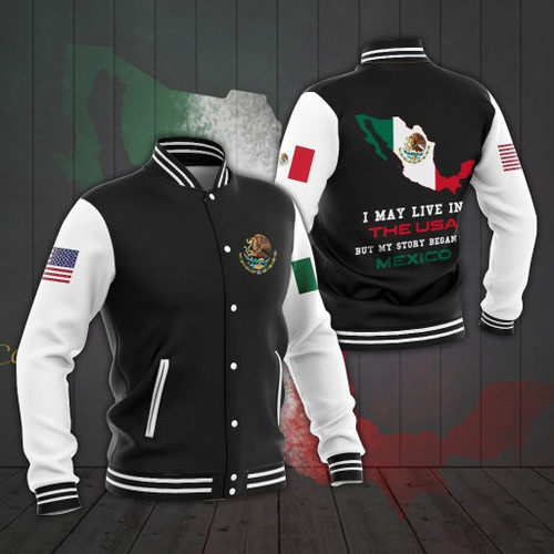 AIO Pride - I May Live In The USA But My Story Began In Mexico Unisex Adult Varsity Jacket
