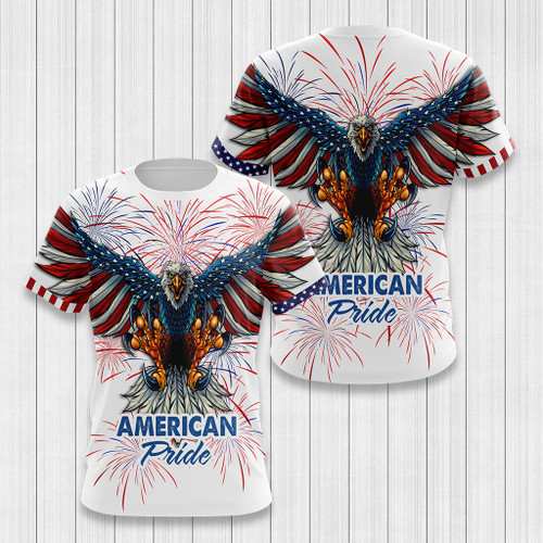 AIO Pride Independence Day July 4th Eagle Flag American Pride T-shirt