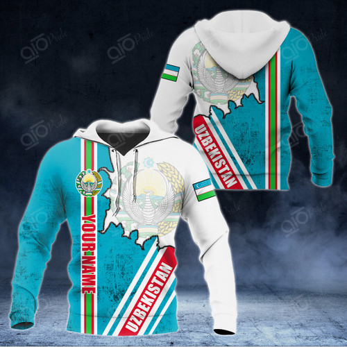 AIO Pride Custom Name Uzbekistan Grunge Texture 3D Hoodies