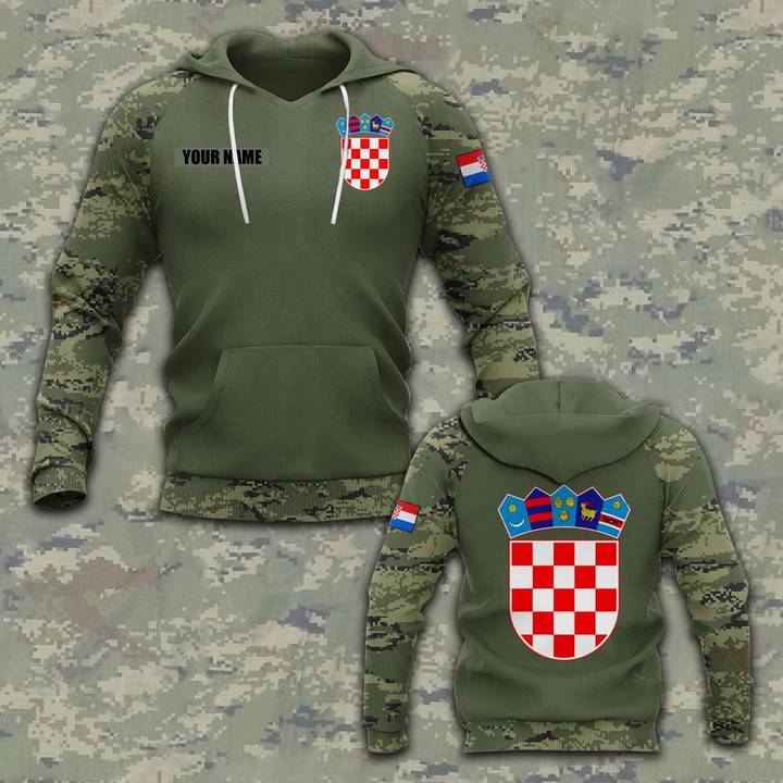 AIO Pride - Customize Croatia Coat Of Arms Camo V2 Unisex Adult Hoodies