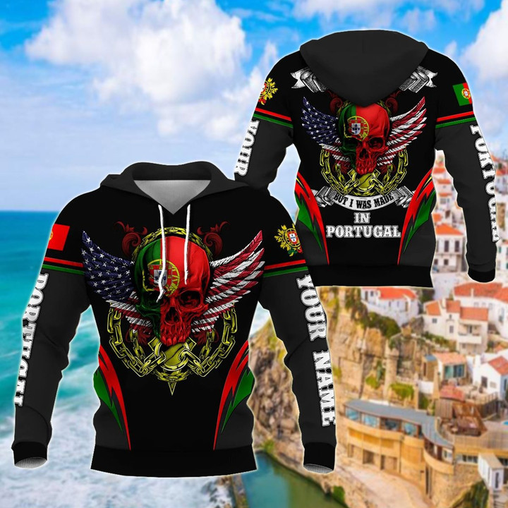 AIO Pride - Customize Portugal - America Skull & Wing Special Unisex Adult Hoodies