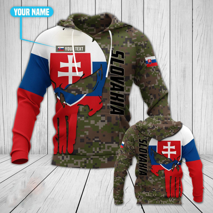 AIO Pride - Customize Slovakia Army Skull Camo Unisex Adult Hoodies