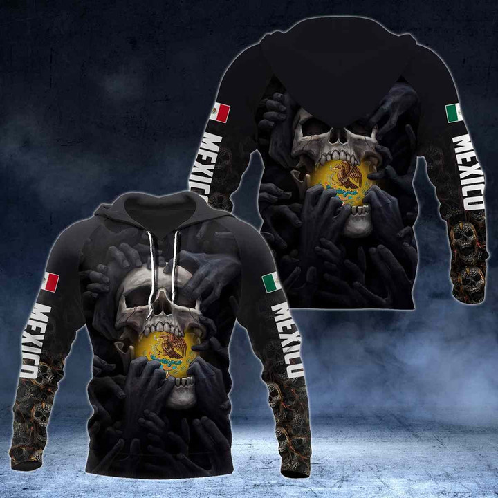 AIO Pride - Mexico Coat Of Arms Skull Art 3D Over Print Hoodies