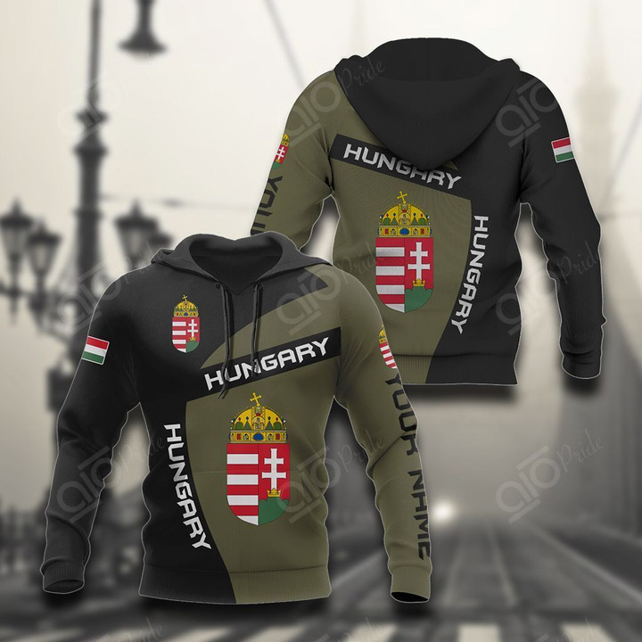 AIO Pride - Custom Name Hungary Coat Of Arms Sport Style Unisex Adult Hoodies