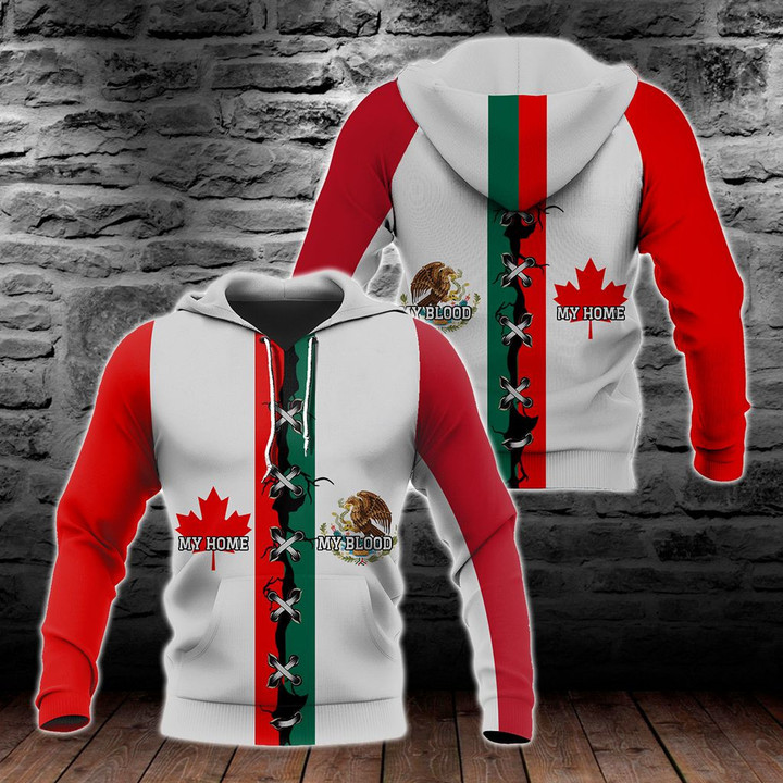 AIO Pride - Canada My Home Mexican My Blood Unisex Adult Hoodies