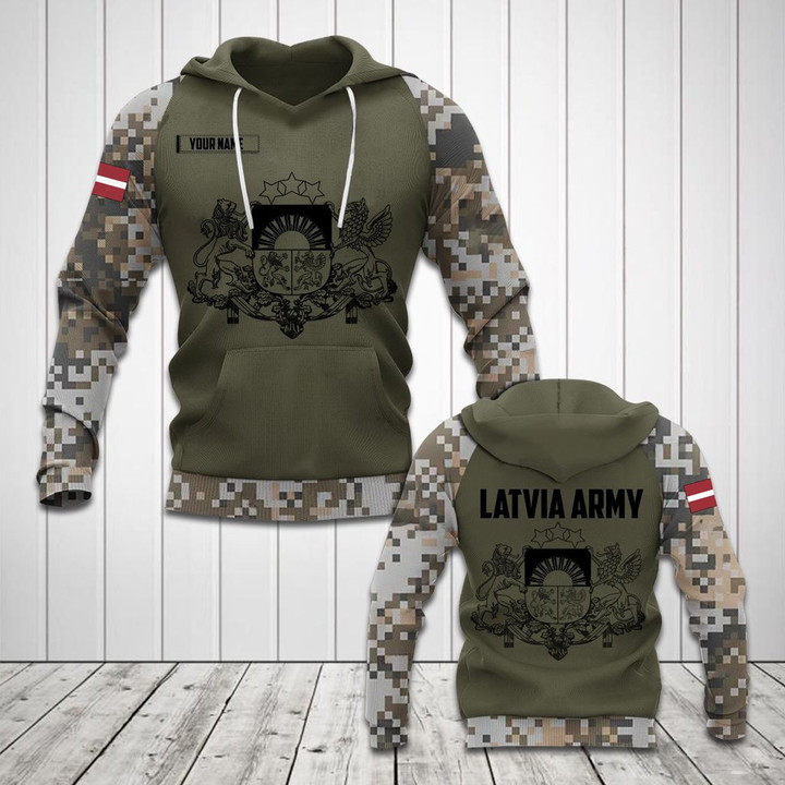 AIO Pride - Customize Latvia Coat Of Arms Camo Unisex Adult Hoodies