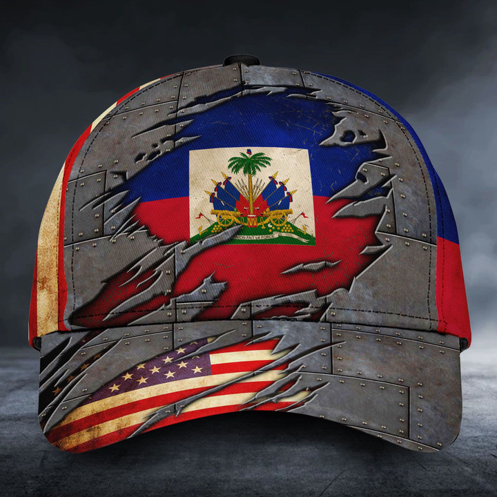 AIO Pride - Haiti & American Flags Unisex Cap