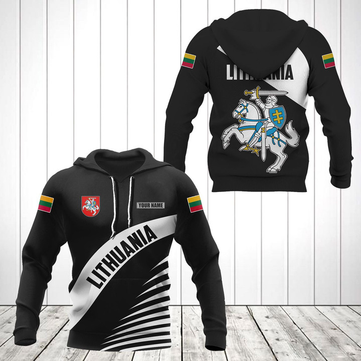 AIO Pride - Customize Lithuania Coat Of Arms Black Style Unisex Adult Hoodies