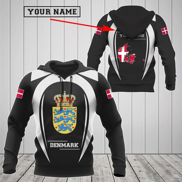 AIO Pride - Customize Denmark Map & Coat Of Arms V2 Unisex Adult Hoodies