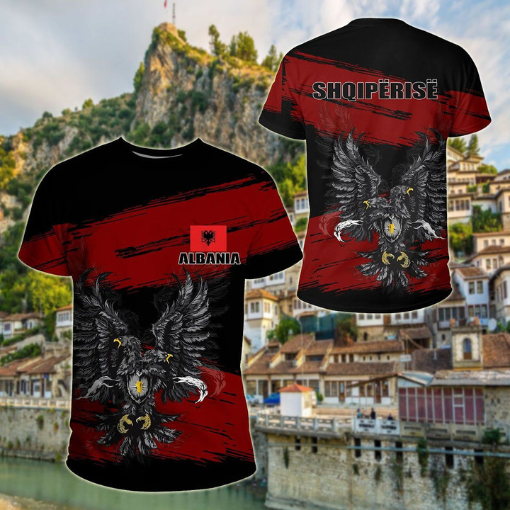 AIO Pride - Albania Doulble Headed Eagle Grunge Unisex Adult T-shirt
