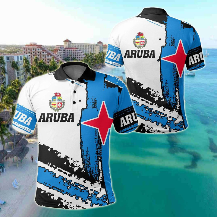 AIO Pride - Aruba Flag Unisex Adult Polo Shirt