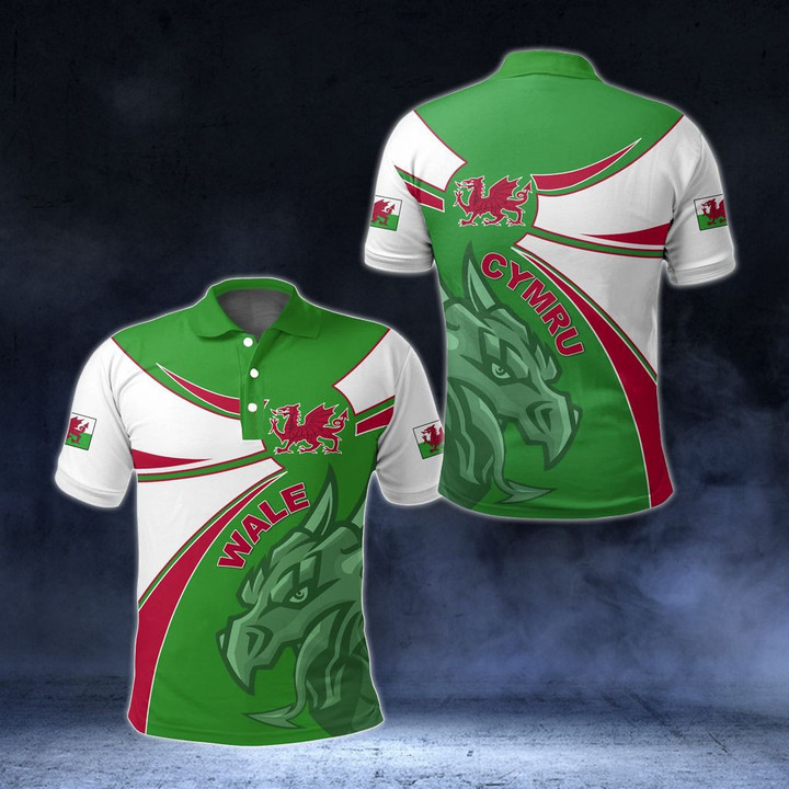 AIO Pride - Wales Round Dragon Unisex Adult Polo Shirt
