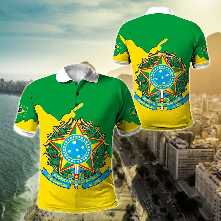 AIO Pride - Brazil Coat Of Arms Unisex Adult Polo Shirt