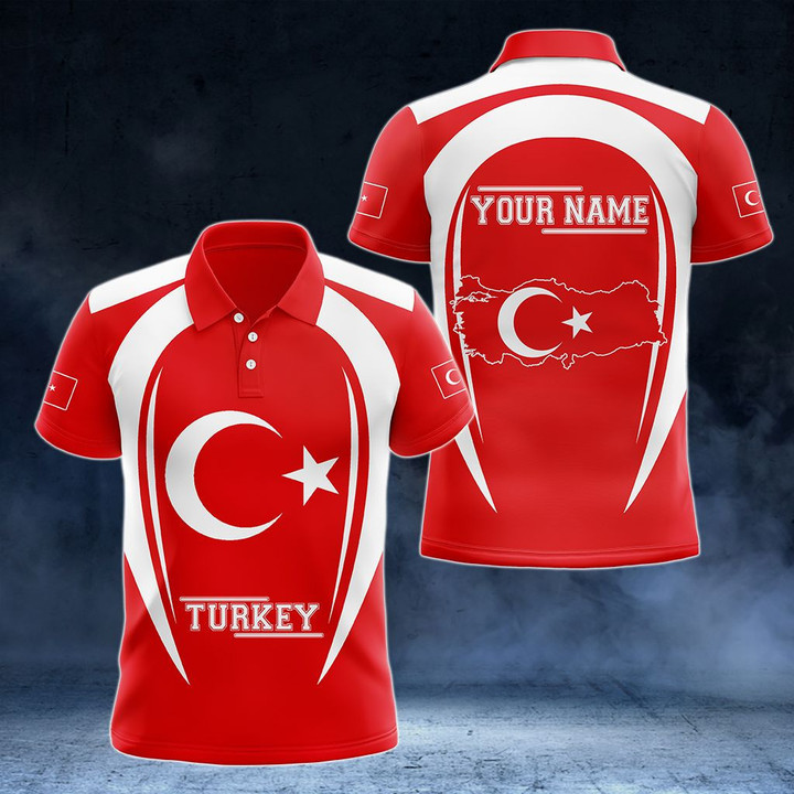 AIO Pride - Customize Turkey Map & Coat Of Arms Unisex Adult Polo Shirt