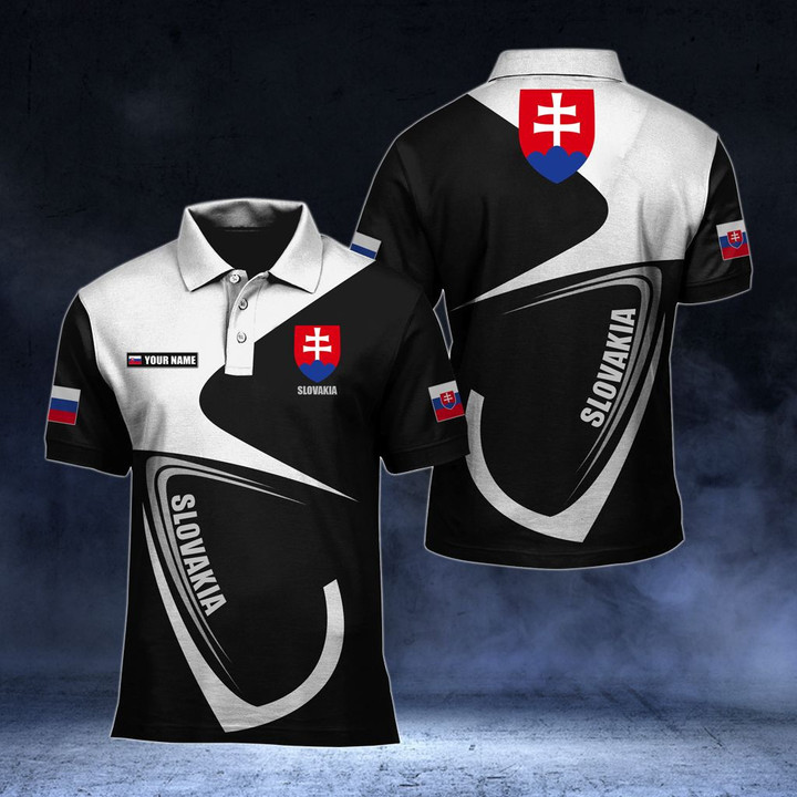 AIO Pride - Customize Slovakia Coat Of Arms & Flag Unisex Adult Polo Shirt