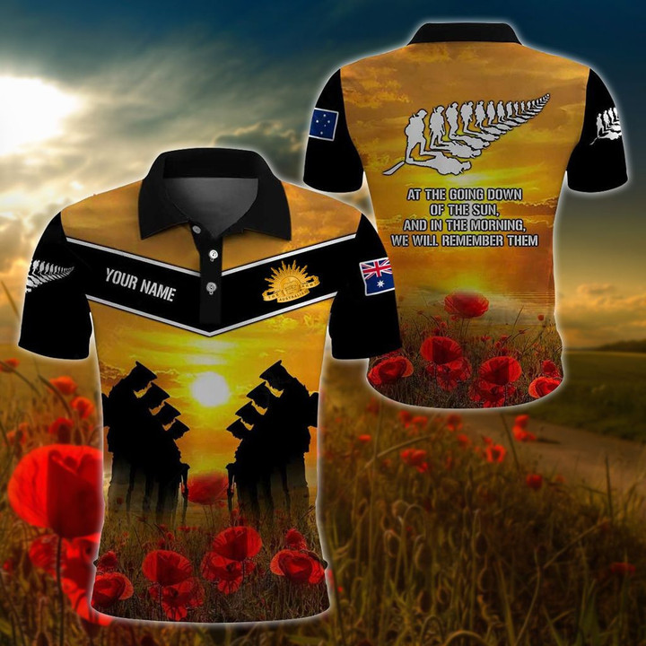 AIO Pride - Customize Australian Army Symbol Veteran Poppy Unisex Adult Polo Shirt