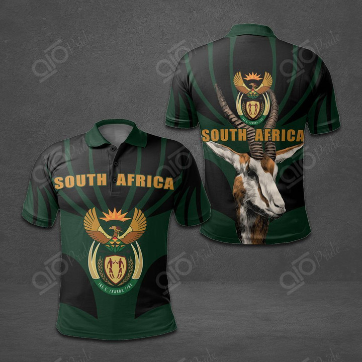 AIO Pride - South Africa Coat Of Arms Black Unisex Adult Polo Shirt