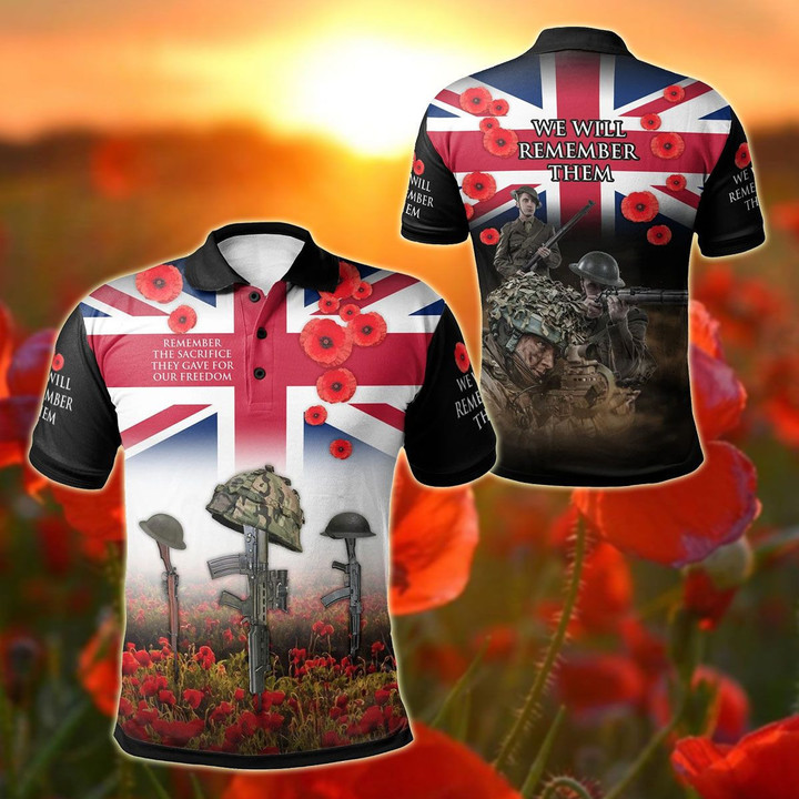 AIO Pride - Remember Day Poppy British Army Unisex Adult Polo Shirt