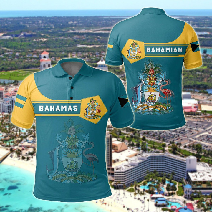 AIO Pride - Bahamas Coat Of Arms Simple Style Unisex Adult Polo Shirt