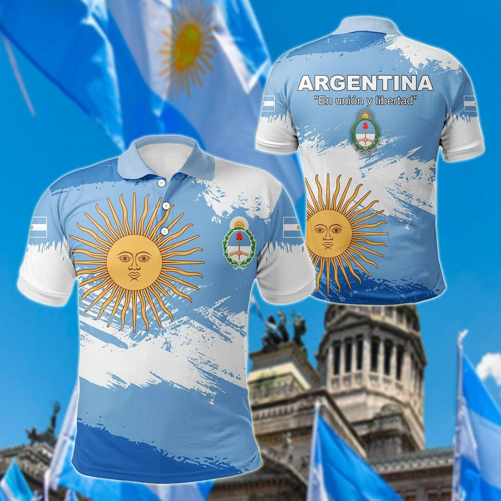 AIO Pride - Argentina Flag Brush Unisex Adult Polo Shirt