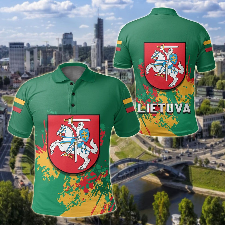 AIO Pride - Lithuania Coat Of Arms Spaint Style Unisex Adult Polo Shirt