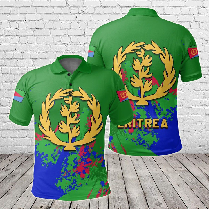 AIO Pride - Eritrea Coat Of Arms Spaint Style Unisex Adult Polo Shirt