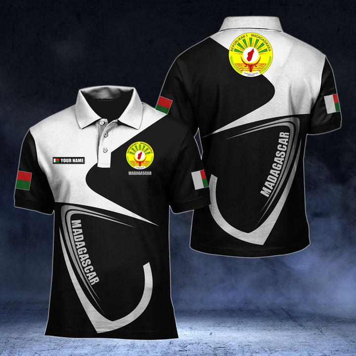 AIO Pride - Customize Madagascar Coat Of Arms & Flag Unisex Adult Polo Shirt