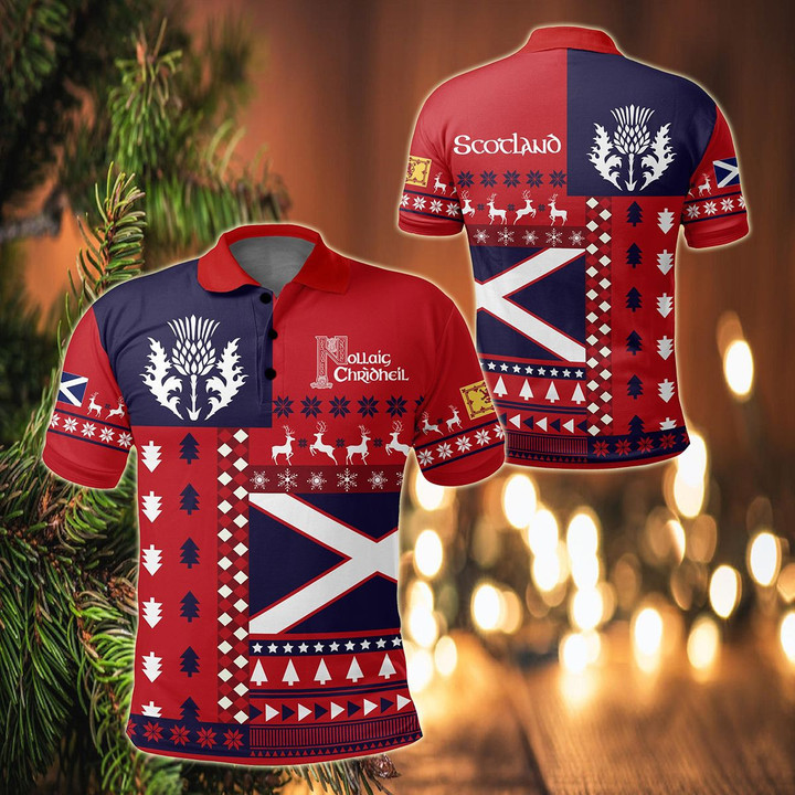 AIO Pride - Scotland Christmas Flag Unisex Adult Polo Shirt