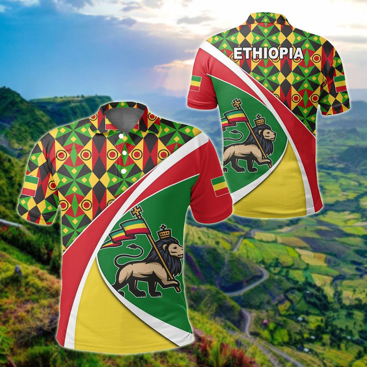 AIO Pride - Ethiopia Flag Lion Of Judah Unisex Adult Polo Shirt