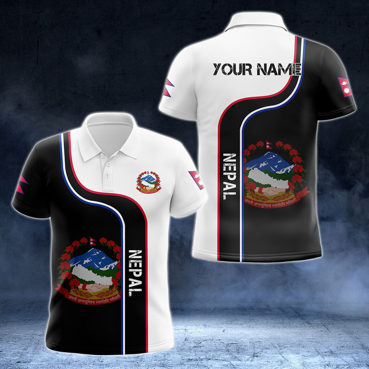 AIO Pride - Customize Nepal Line Color Unisex Adult Polo Shirt