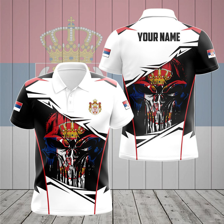 AIO Pride - Customize Serbia Skull Special Version Unisex Adult Polo Shirt