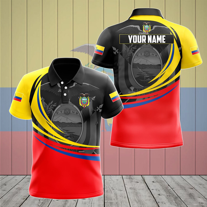 AIO Pride - Customize Ecuador Coat Of Arms Whirlpool Design Unisex Adult Polo Shirt
