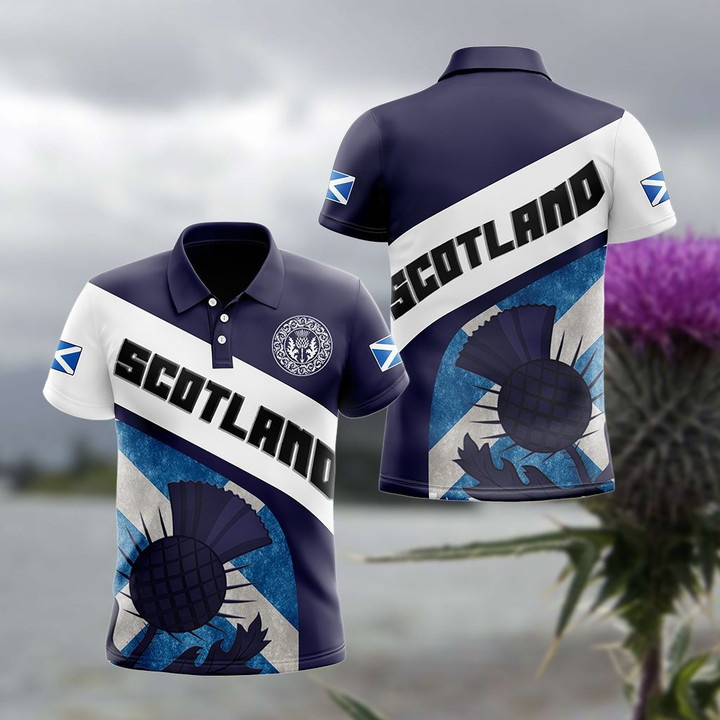 AIO Pride - Scotland Thistle Flag Unisex Adult Polo Shirt