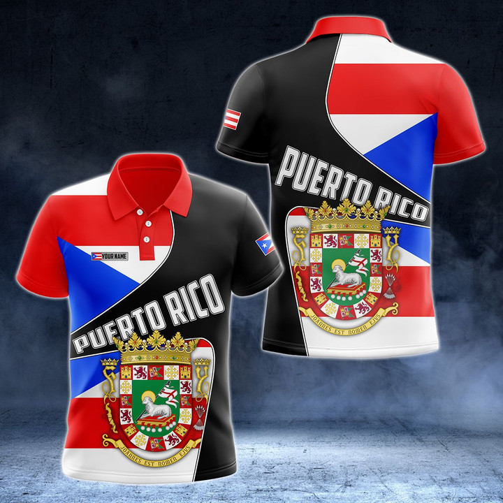 AIO Pride - Custom Name Puerto Rico Flag 3D Version Unisex Adult Polo Shirt