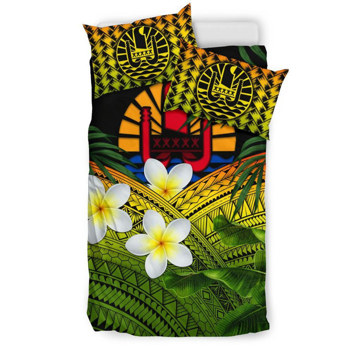 AIO Pride 3-Piece Duvet Cover Set Tahiti , Polynesian Plumeria Banana Leaves Reggae