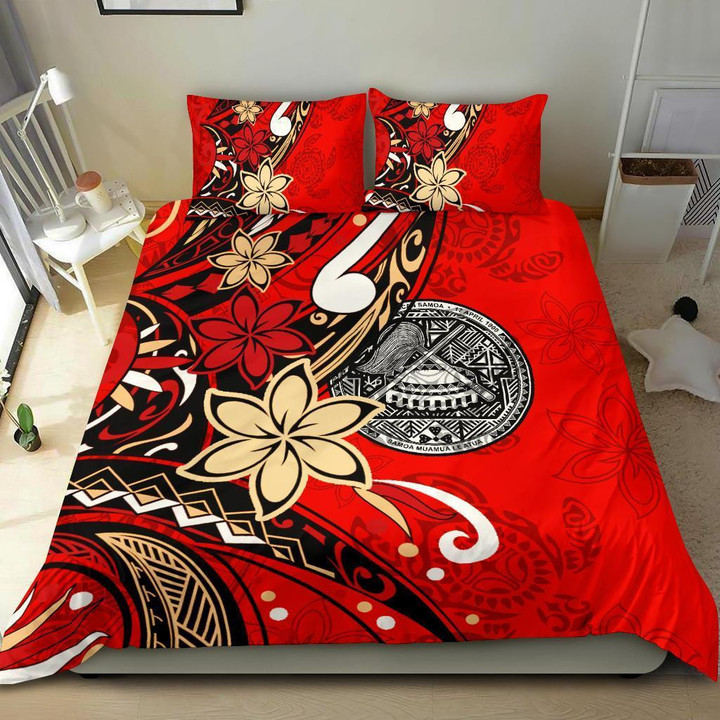 AIO Pride 3-Piece Duvet Cover Set American Samoa - Tribal Flower With Special Turtles Red Color