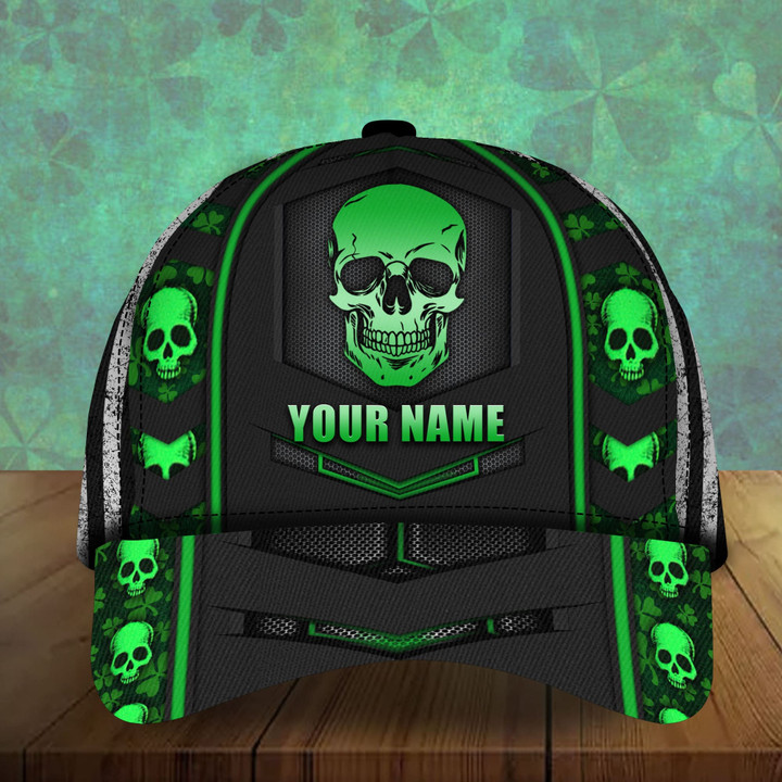 AIO Pride Unique Green Patrick's Day Skull Hats 3D Custom Name