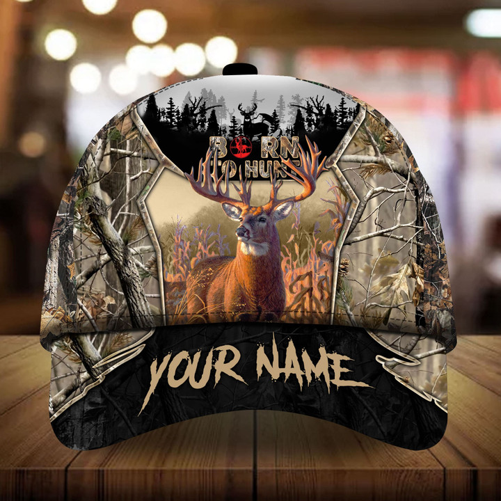 AIO Pride Custom Name Premium Born To Hunt Cap, Deer Hunting Multicolor
