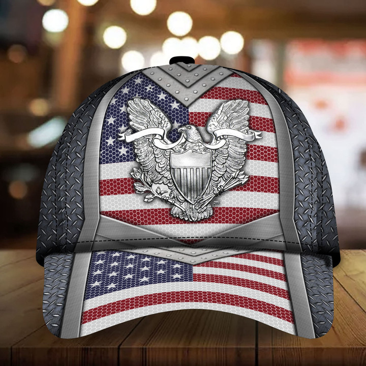 AIO Pride Patriotic Eagle Hat, American Flag Eagle Full Printed Cap Metal Pattern