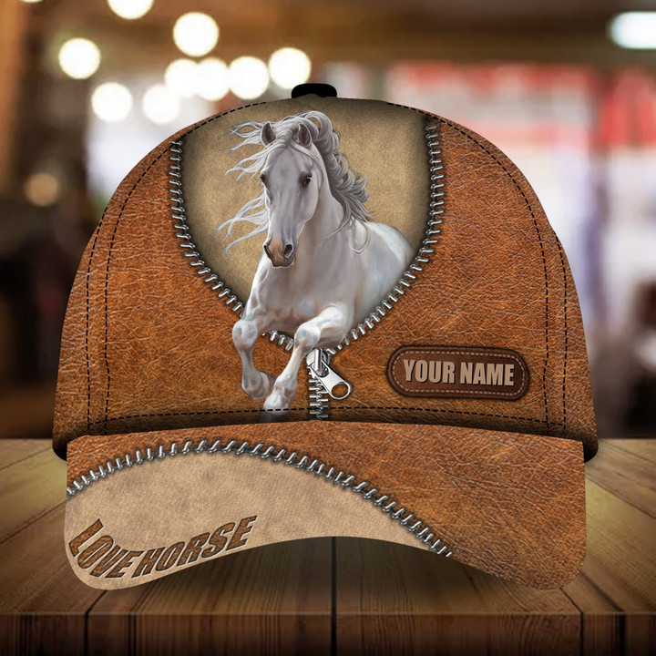 AIO Pride Unique Loralle Love Horse Brown Leather Hats 3D Printed Custom Name