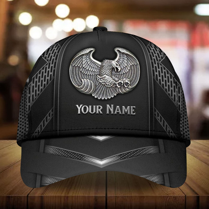 AIO Pride Patriotic Eagle Hat, American Flag Metal Eagle Full Printed Custom Name Cap Metal Pattern