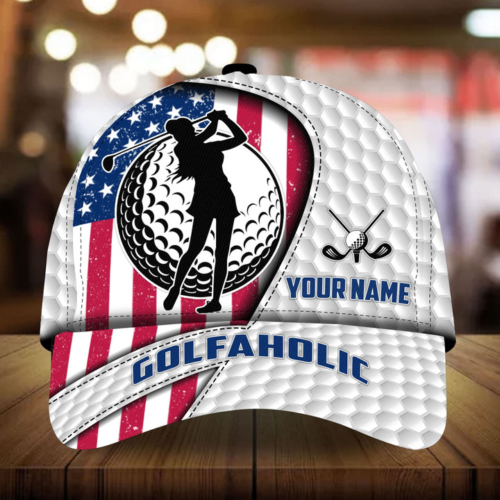 AIO Pride Premium American Women Golfer 3D Hat Multicolor Custom Name