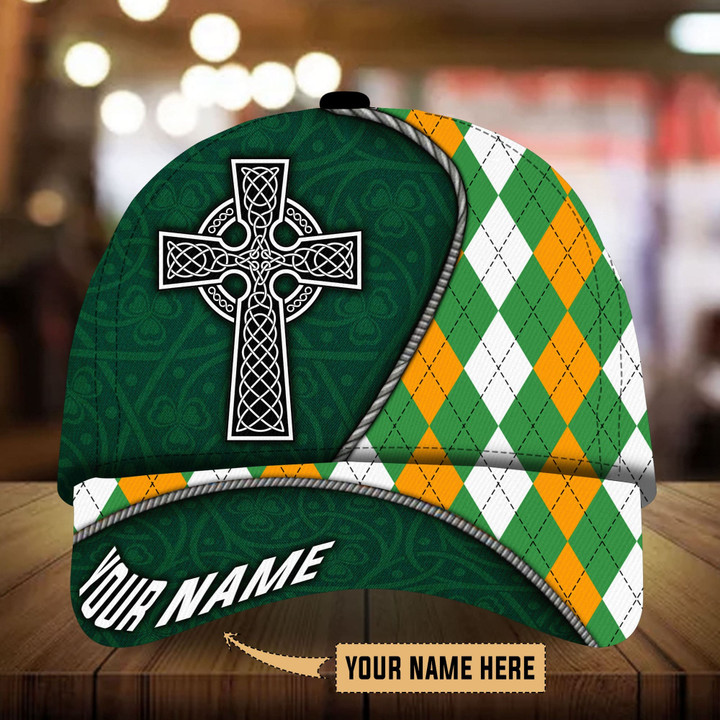 AIO Pride The Unique Patrick's Day 3D Hats Green Argyle Pattern Printed Custom Name