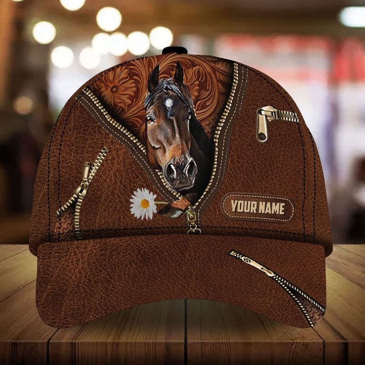 AIO Pride Premium Leather Horse Hats 3D Printed Brown Custom Name