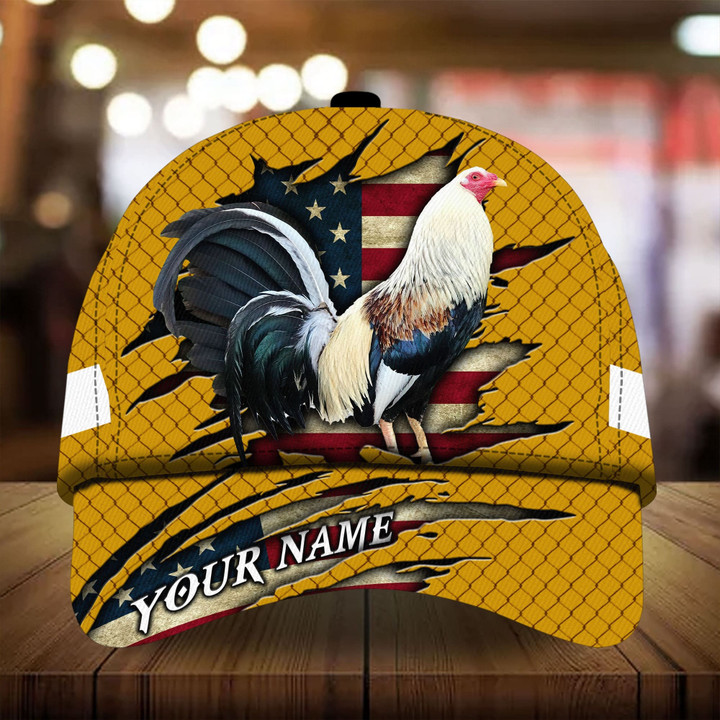 AIO Pride Premium Unique Cap American Flag Pattern Rooster Custom Name Full Printed 3D Hat