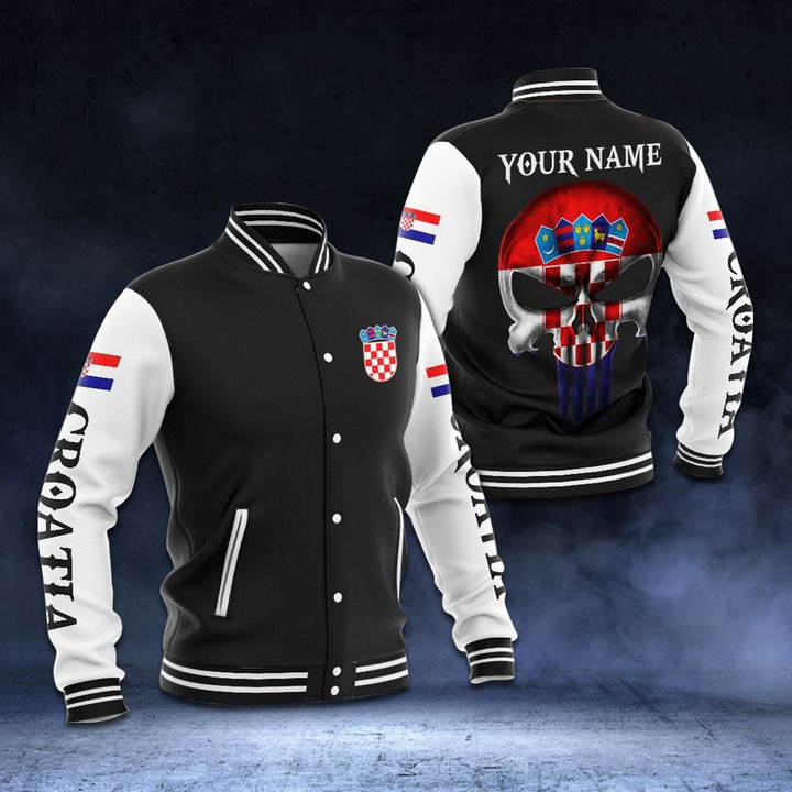 AIO Pride - Customize Croatia Coat Of Arms - Skull Varsity Jacket
