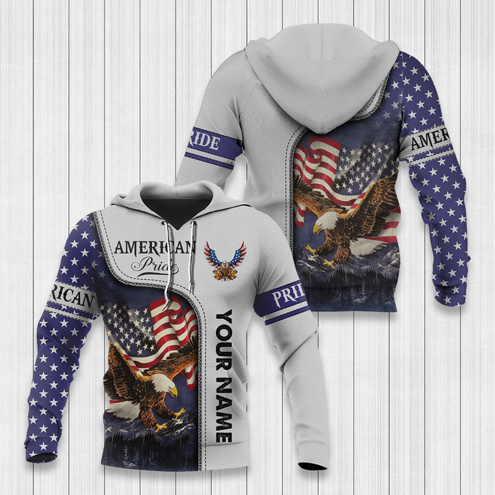 AIO Pride Independence Day Hoodies - Custom Name American Pride White Leather 3D Independence Day July 4th