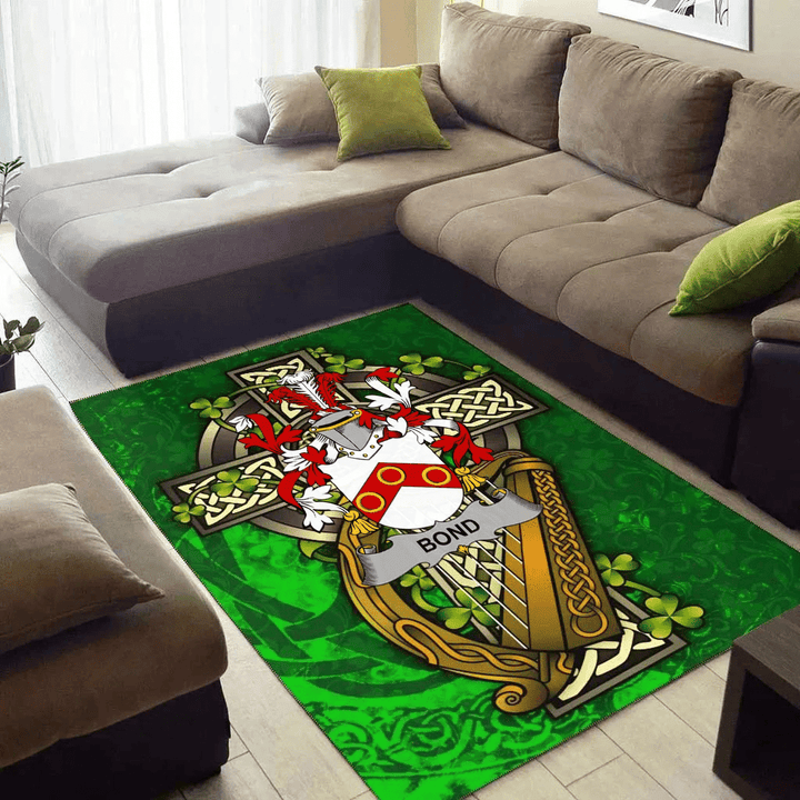AIO Pride Bond Family Crest Area Rug - Ireland Coat Of Arms with Shamrock