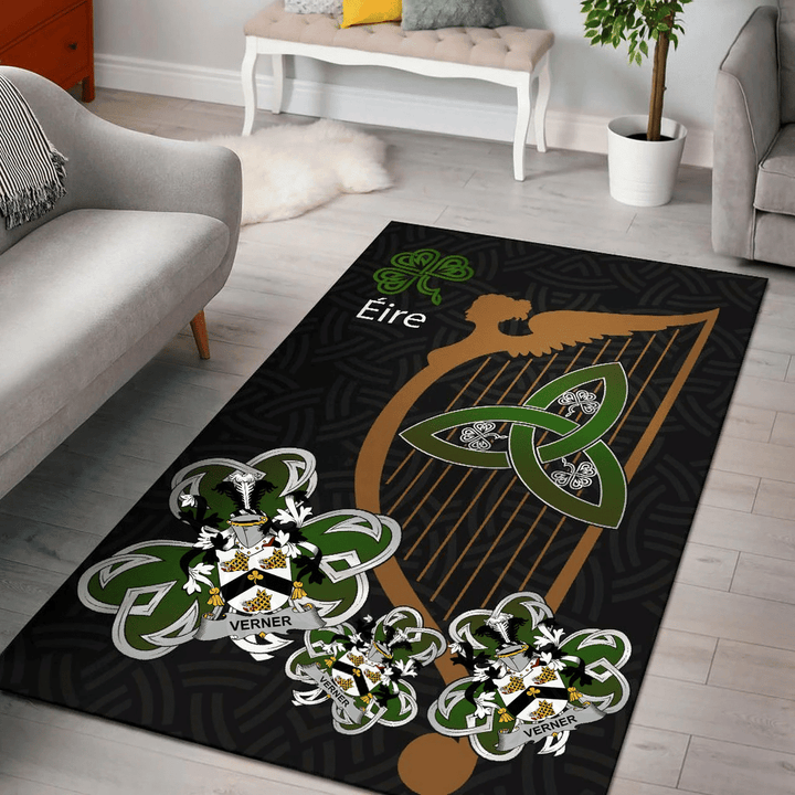 AIO Pride Verner Family Crest Area Rug - Harp And Shamrock