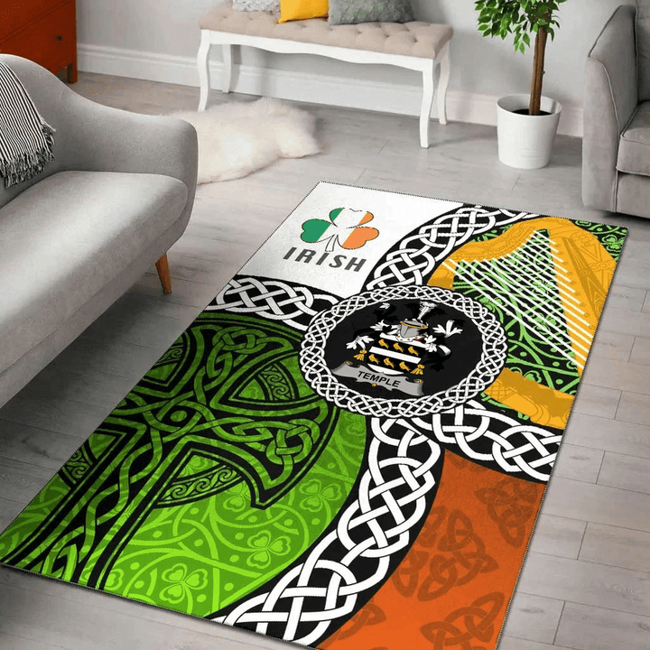 AIO Pride Temple Family Crest Area Rug - Ireland With Circle Celtics Knot